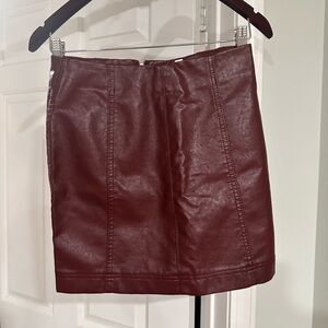 Newbury Kustom Burgundy Leather Mini Skirt